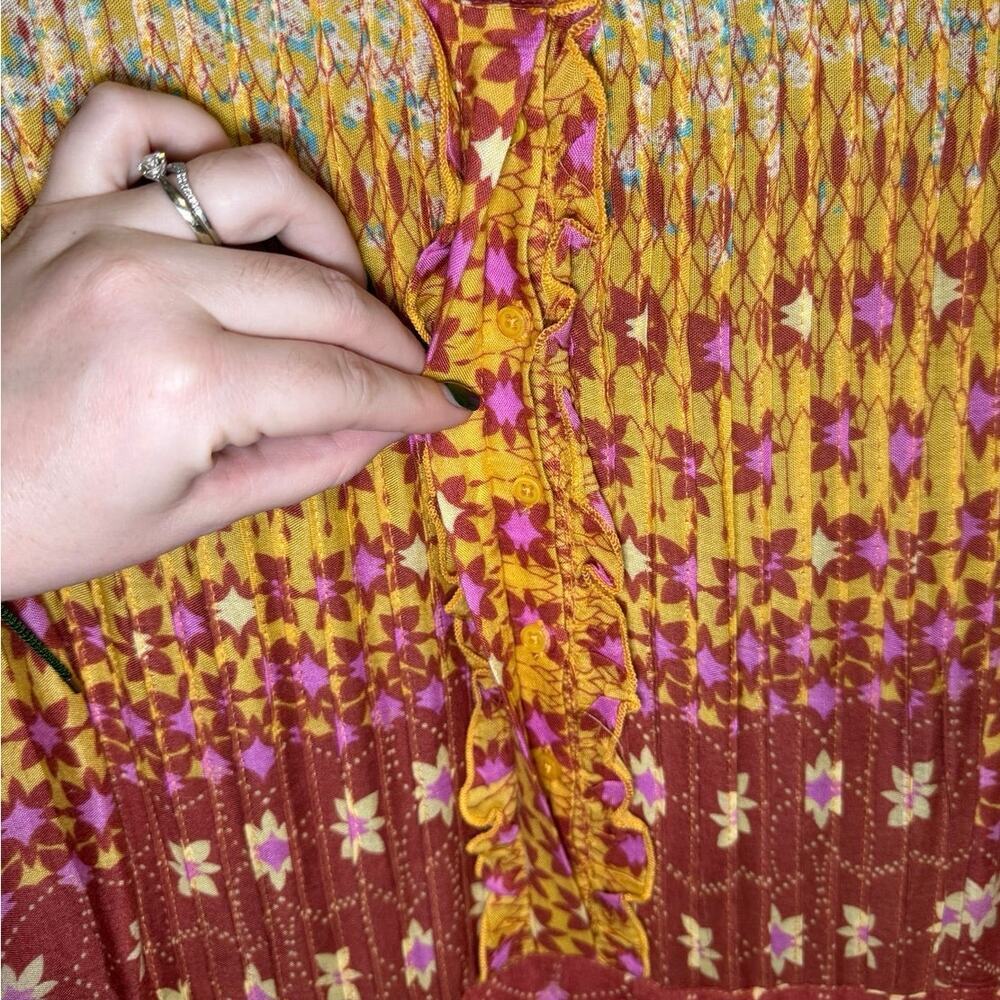 Free People Rare Feelings Maxi Dress In Goldenrod Combo Size Large NEW - Picture 6 of 14